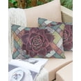 thumbnail image 6 of Pack of 2 Outdoor Pillow Covers, Watercolor Tropical Succulent Mandala Pattern Waterproof Square Throw Pillowcase Cushion Decorative Pillow Covers for Couch Patio Tent, 20x12 in, 6 of 6