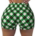 thumbnail image 2 of Balery Green Argyle Plaid Pantalones cortos de entrenamiento estampados para mujer, sin costuras, ajustados, para gimnasio, yoga, correr, deportes, ejercicio activo, fitness.-Medium, 2 of 8