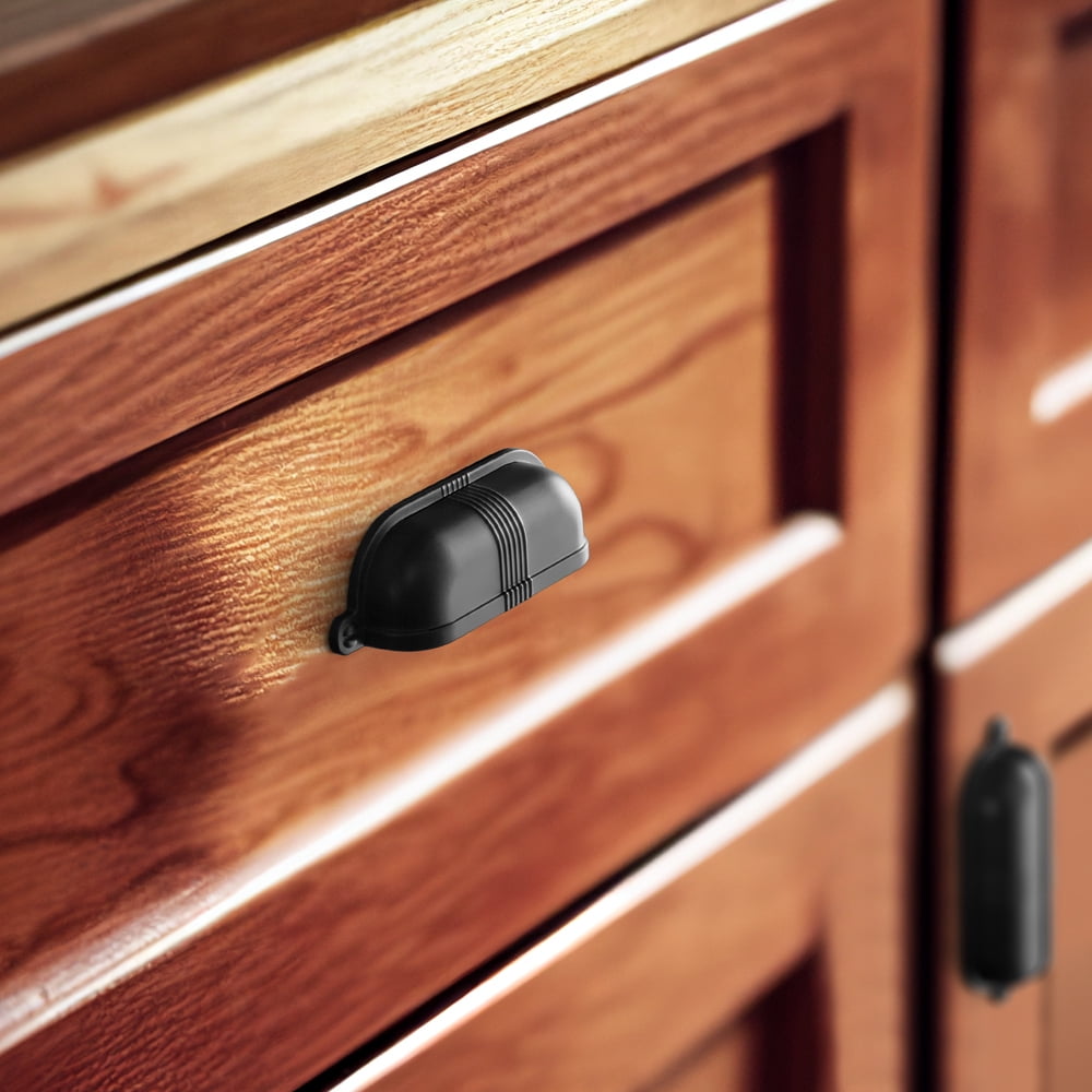Goo-Ki 12 Pack 2.5''(64 MM) Hole Centers Matte Black Cabinet Handles, Luxury Zinc Alloy Cabinet Cup Pulls for Dresser,Drawer,and Cupboard