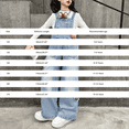 thumbnail image 3 of UACY Teen Girls Y2K Denim Overalls, Adjustable Strap Baggy Wide Leg Jean Jumpsuit Preppy Aesthetic School Uniform with Pockets (Light Blue, 5-6 Years), 3 of 9