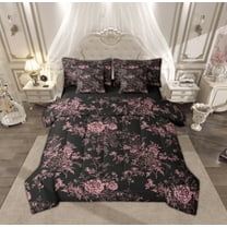 Feelyou Rustic Farmhouse Floral Bedding Comforter Set 7pcs, Retro French Style Queen Bedding Sets, Romantic Garden Flower Reversible Queen Sheet Sets, Microfiber Bedroom Decor