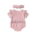 thumbnail image 3 of Bagilaanoe Newborn Baby Girl Boy Rompers Letters Print Short Sleeve Bodysuits + Headband 3M 6M 12M 18M Infant Casual One Piece Short Jumpsuit, 3 of 8