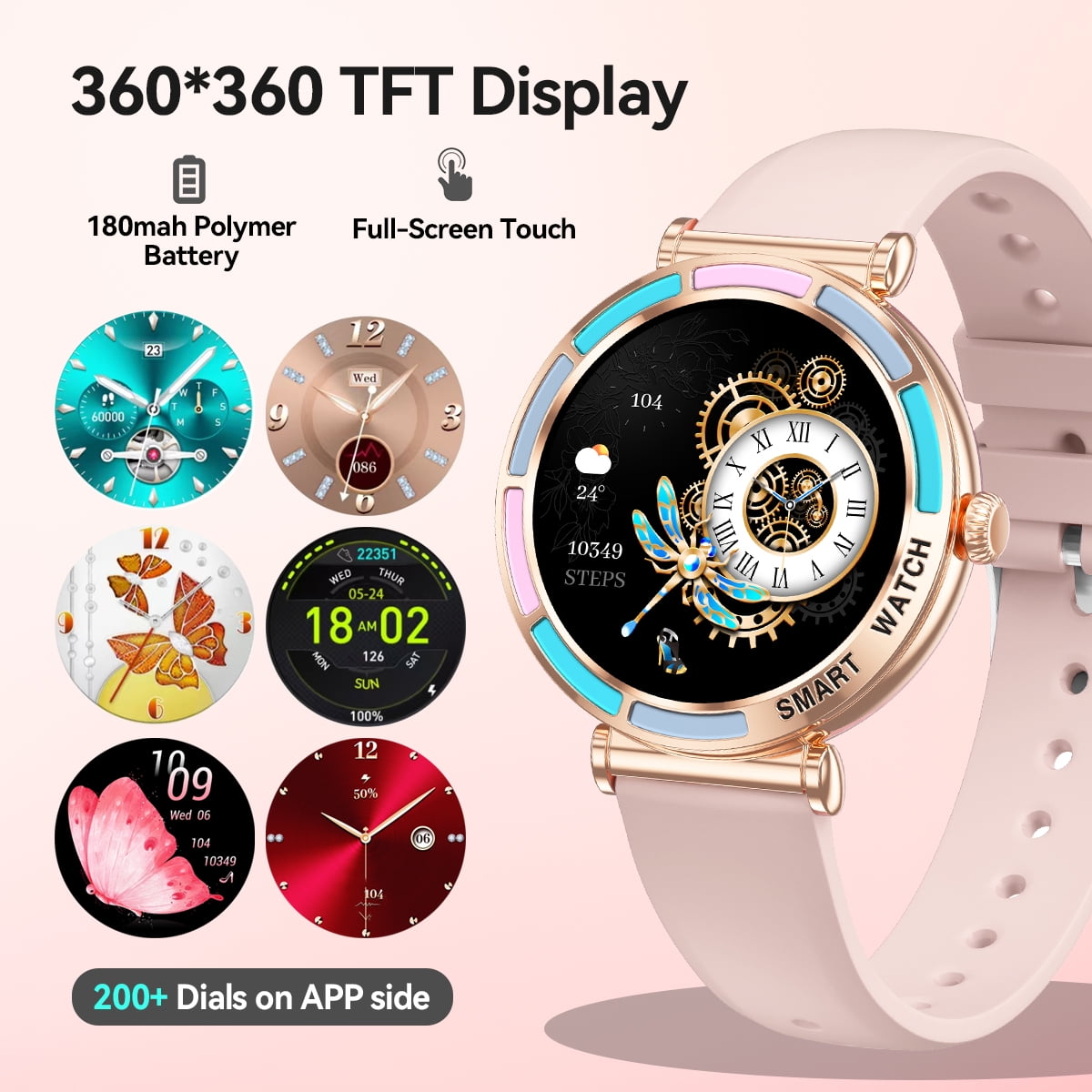 Smart Watch Bluetooth Call(Answer/Make Calls) IP67 Waterproof Fiteness Tracker Step Pedimeter 100+ Sports Modes for Android Ios Women Smartwatch