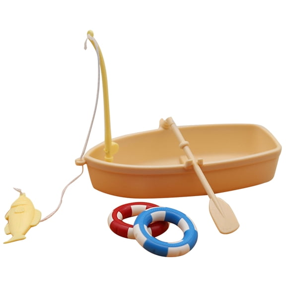 2 Sets of Decorative Tiny Fishing Boat Mini House Landscaping Fishing Boat Prop Plastic Fishing Tool Set