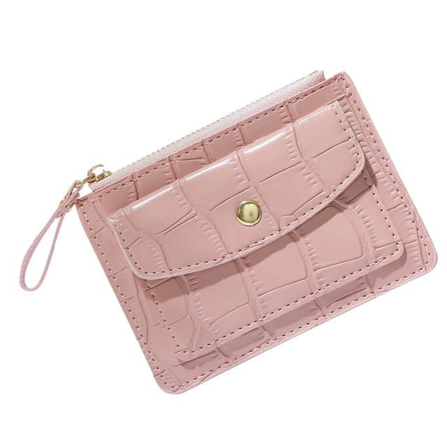 Womens Leather Slim Minimalist Front Pocket Wallet Key Ring Pouch Wallet
