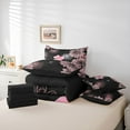 thumbnail image 6 of jejeloiu Abstract Sketch Floral 7-Piece Bedding Comforter Set,Vintage Flower Blossom King Bedding Sets,Pink Black Bed Sheets For Girls Kids,Luxury Bedroom Decor Reversible, 6 of 8