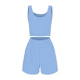 thumbnail image 3 of Two Piece Outfits Women Summer Shorts Sets 2 Piece Sleeveless Matching Crop Top And High Waisted Shorts For Women Neck Bathing Suit Boy Short Swimming Suit Bottoms Women Shorts Swimsuits for Women, 3 of 3