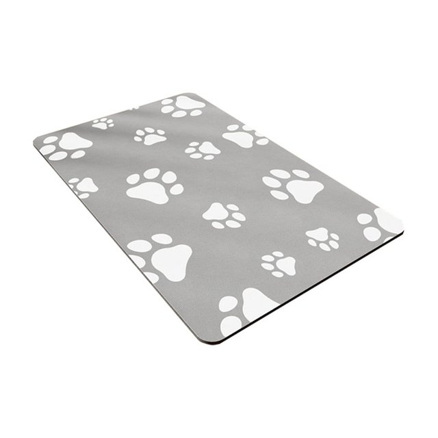 Pet Feeding Mat Diatomaceous Earth Non-Slip Absorbent Mat for Cats and Dogs 40 in x 30 in White Silica Gel