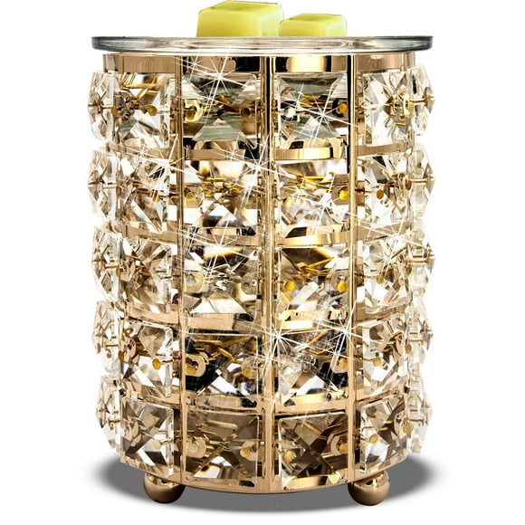 Wrought Iron Crystal Wax Melt Warmer Electric Oil Burner Wax Melt For Home, Kitchen, Living Room, Bedroom, SPA(Golden)