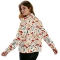 thumbnail image 3 of COEQINE Womens Zip Up Bomber Jacket Long Sleeve Varsity Jackets Shackets Casual Coat with Pockets, Relaxed Fit Stand Collar Fall Winter Outerwear, X-Large, Mushroom Floral, 3 of 7