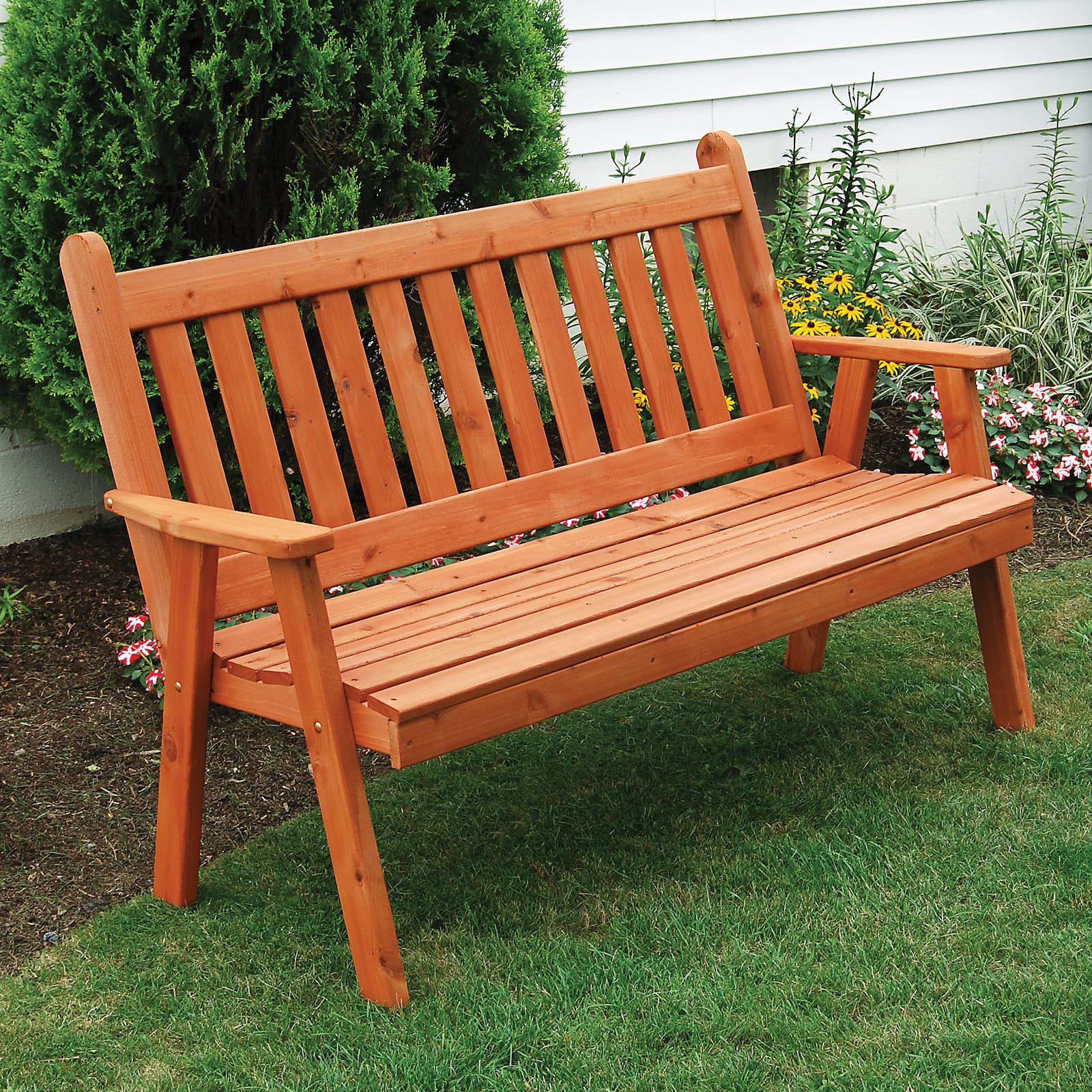A &amp; L Furniture Western Red Cedar Traditional English Garden Bench - image 1 of 1