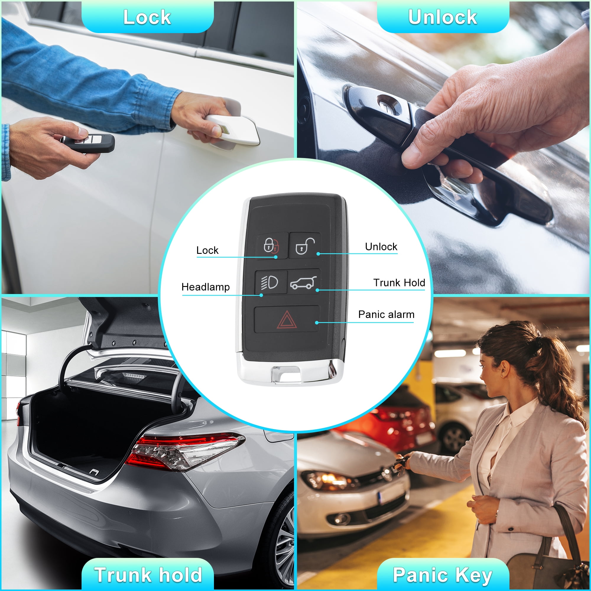 KOBJXF18A 315MHz Replacement Keyless Entry Remote Smart Key Fob for Land Rover Range Rover Discovery Sport Evoque 2018-2023 JK52-15K601-AA 5 Buttons