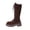 Brown, variant on Womens Mid Calf Combat Boots Round Toe Platform Lug Sole Faux Suede Lace Up Side Zipper Streetwear Gothic Boots Black Size US8.5