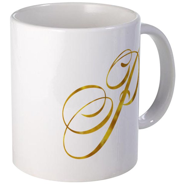 CafePress Monogram P Gold Faux Foil Monograms Metallic Mugs Unique