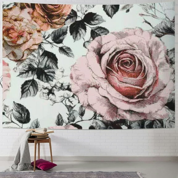 Patifu Roses Floral Wallpaper Tapestry Wall Hanging Unique Style for Home Wall Decor Art Living Room Bedroom Dorm Farmhouse Apartment 40x30inch