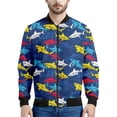 thumbnail image 2 of Ropa de diseñador para hombre, chaquetas de bombardero con estampado 3D de tiburón para hombre y mujer, chaqueta de vuelo, abrigo de cuello alto estilo hip hop callejero con cremallera, tops de gran t, 2 of 4