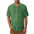thumbnail image 3 of YLSDY Men's Casual Short Sleeve Button Down Shirts Summer Cotton Linen Vacation Shirt Lightweight Textured Shirts Green XXXXL, 3 of 7