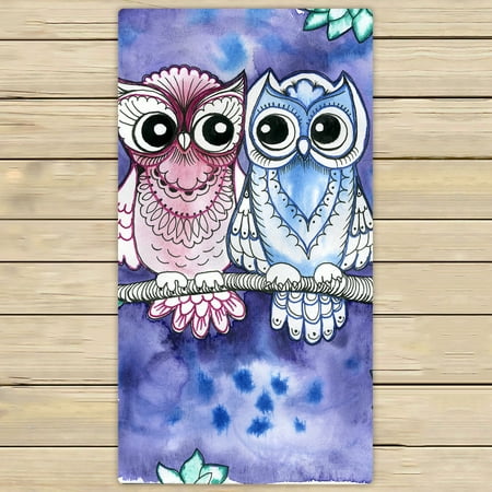 Owl Bath Towels YKCG Watercolor Owls on Branches Green Tree Leaves Hand Towel Beach Towels Bath Shower Towel Bath Wrap For Home Outdoor Travel Use 30x56 inches ()