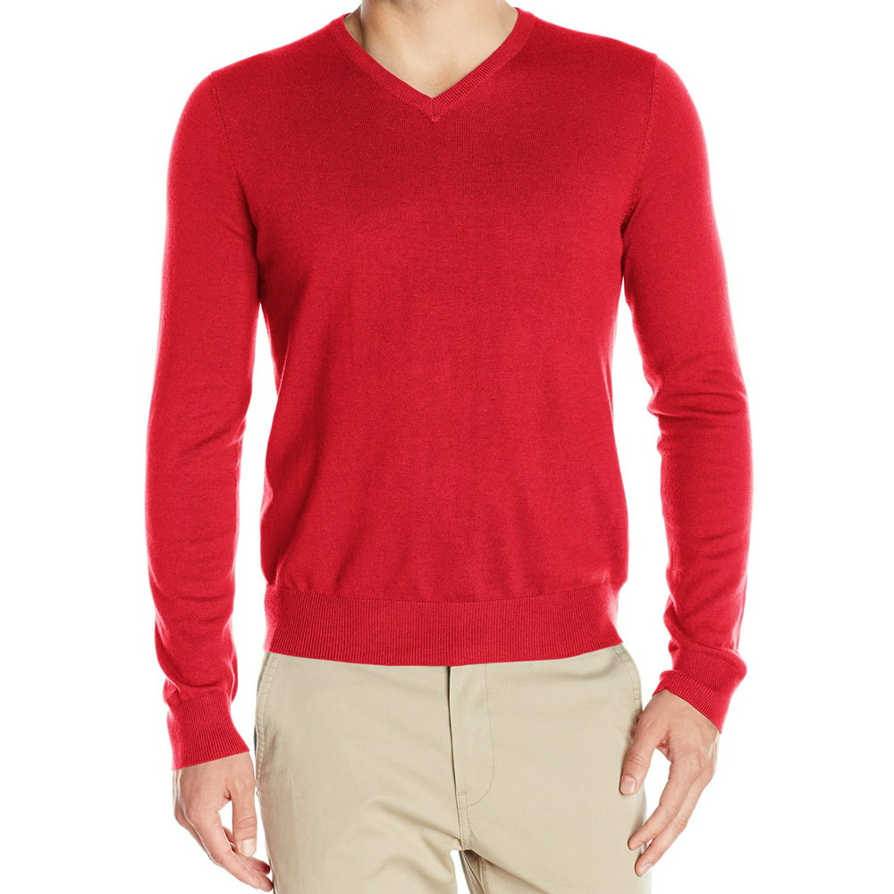 IZOD - IZOD NEW Real Red Mens Size XL Pullover Knit Long Sleeve V-Neck ...