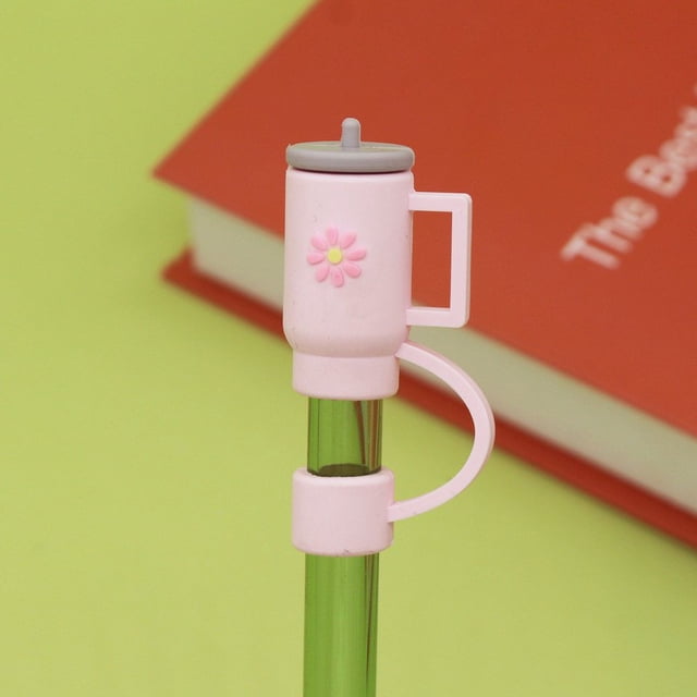 Tapa de pajita de gran diámetro de 10 mm con pegamento flexible de silicona, cubierta protectora de pajita con tapón antipolvo de PVC para muñeca de dibujos animados