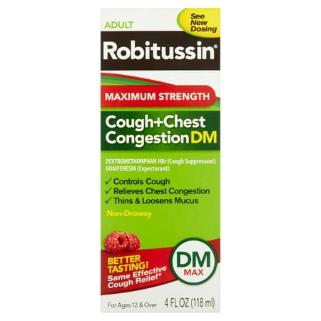 Robitussin Maximum Strength Cough+Chest Congestion DM Non-Drowsy Liquid, 4 fl