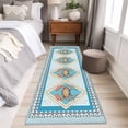 thumbnail image 5 of Blue Crab Nautical Runner Rug 2x6 FT, Non Slip Hallway Carpet, Ocean Coastal Geometric Washable Soft Floor Carpet Non-Shedding Throw Runner Carpet Long Rug for Entryway Kitchen Bedside Sliding Door, 5 of 9