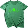 thumbnail image 1 of Pompotops Mode Femme Décontracté Col Rond T-Shirt Imprimé Fête de la Saint-Patrick Manches Courtes Ample Blouse, 1 of 3