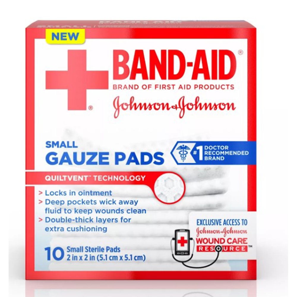 BandAid Brand Cushion Care Gauze Pads, Small, 2 in x 2 in 10 ct