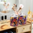 thumbnail image 3 of Yayeee 2 Pack Qtip Holder Bathroom Cotton Swab Canister with Lid Clear Dispenser Set, Colorful Painted Flowers Pattern, 3 of 6