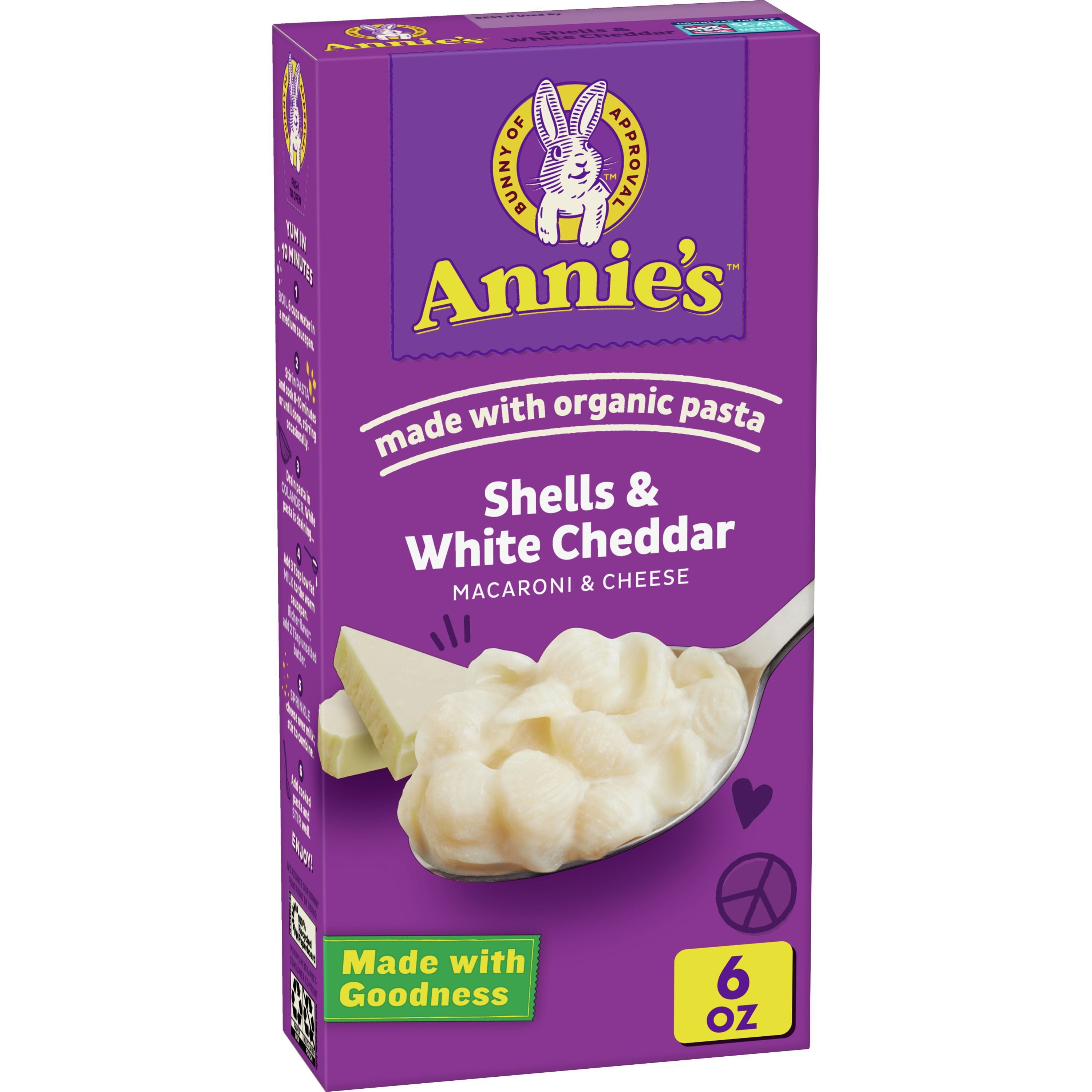 Annie’s White Cheddar Shells Macaroni & Cheese Dinner with Organic Pasta, 6 OZ