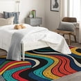 thumbnail image 4 of Abstract Rugs for Living Room - 3x4 Rug - Abstract Rug - Colorful Weird Ripple Area Rug - Multicolor Hippie Rugs - Art Deco Carpet, 4 of 7