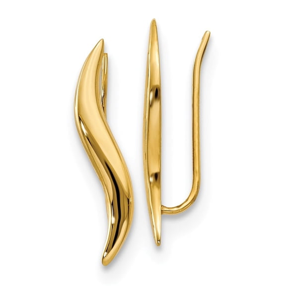 14k Polished Ear Climber Earrings - 1.1 Grams - Measures 23x3mm Wide
