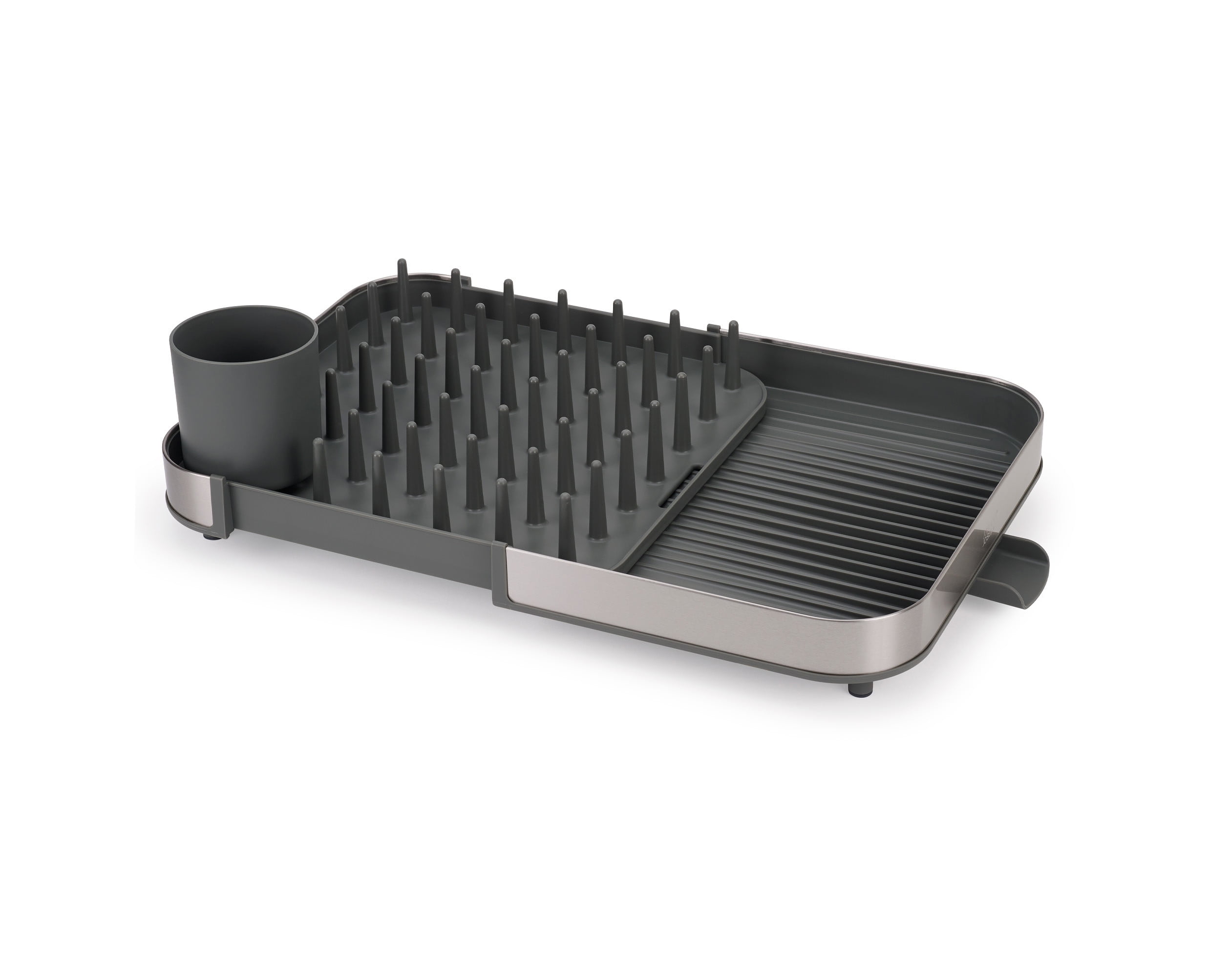 Joseph Joseph Duo Stainless Steel Expandable Dish Drying Rack with Removable Cutlery Drainer – Adjustable Dish Rack for Kitchen Countertop, Rust-Resistant, Space-Saving