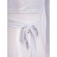 thumbnail image 7 of Haitryli Kids Girls Modern Jazz Ballet Dance Crop Top Long Sleeve Metallic Self-Tie Wrap Tee Silver 110, 7 of 7