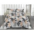 thumbnail image 2 of Ambesonne Floral Design Quilted Bedspread Set 3 Pcs, Geometric Lozen Rose, King, White Charcoal Grey Amber, 2 of 4
