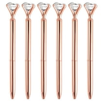 Uxcell Black Ink Ballpoint Pen Crystal Diamond Twist Metal Pen 1.0mm Medium Point Style 1, Rose Gold 6 Pack