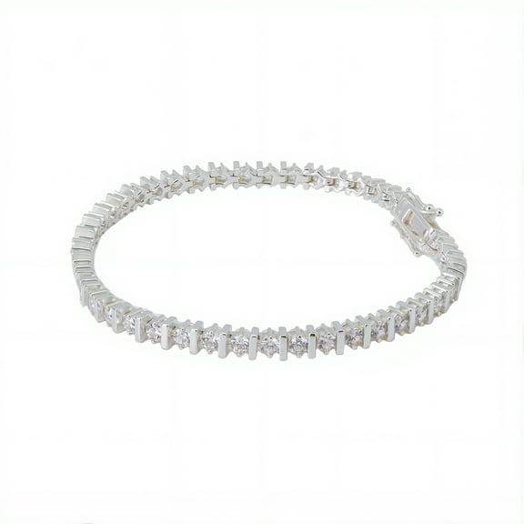 Believe by Brilliance Women's Silver Plated Cubic Zirconia Tennis Bracelet, 7.25"