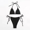 thumbnail image 7 of REORIAFEE Women Bikini Bathing Suit Swimsuit Swim Retro Bikini High Waist Lace Up Bikini Backless Split Top Swimsuit Black S, 7 of 7