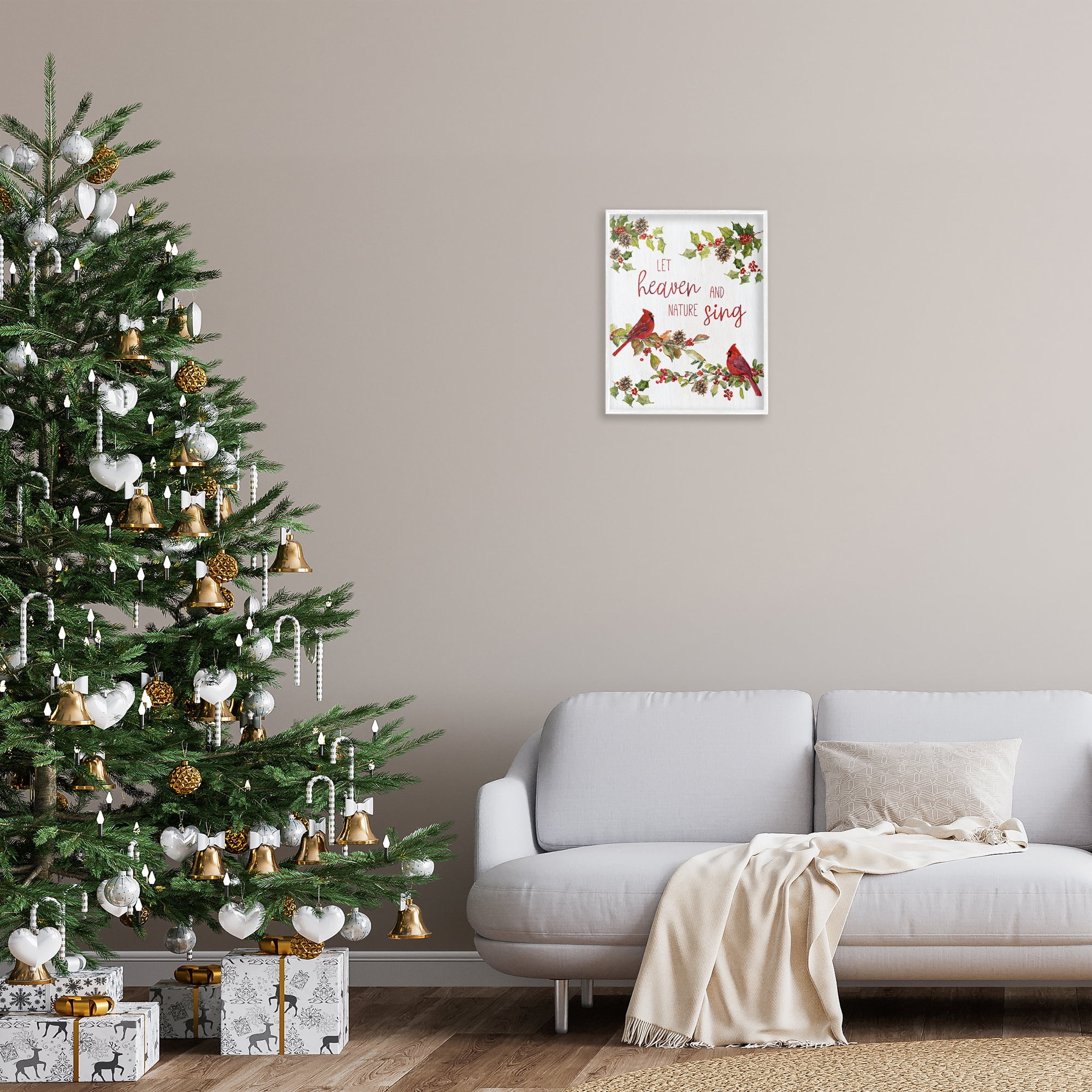 Stupell Industries Heaven & Nature Sing Holiday Painting White Framed Art Prints Wall Art, 16 x 20