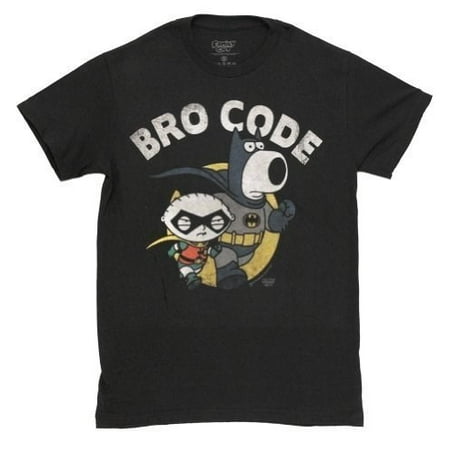 Family Guy Batman and Robin Bro Code Men's T-Shirt, Black,