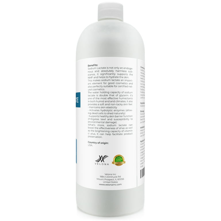 Velona Sodium Lactate 60% - 32 oz | USP Grade Natural Preservative | For  Soap Making & Lotions | Harder Bar of Soap, pH Regulator, Glycerin