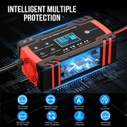 HUSGW Battery Charger 12V8A 24V4A Fully-Automatic Smart Car Battery Charger, Battery Maintainer Trickle Charger, and Battery Desulfator with Temperature Compensation