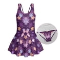 thumbnail image 5 of Xixirimido Cherry Blossom Purple Print Girls One-piece Swimsuits Sleeveless Swimwear with Skirt & Built-in Shorts Hawaiian Beach Vacation Modest Bathing Suit, 12-13 Years, 5 of 7