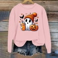 thumbnail image 3 of WEIWEN Women's Halloween Sweatshirt Cute Ghost Graphic Pullover Tops Funny Novelty Pumpkin Printed Long Sleeve Crewneck Fall Sweaters for Women Fashion Clothing Pink, S, 3 of 5