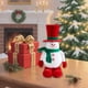 thumbnail image 4 of Adornos navideños, decoraciones navideñas, regalos navideños, decoración de escritorio navideña, figura de muñeco de nieve con gorro rojo de terciopelo, decoración de escena, colgantes de poliéster, 4 of 6