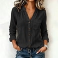 thumbnail image 6 of GZWYHT Gauze Long Sleeve Shirts For Women Spring Button Down Shirts Women Light Thin Summer Cotton Long Sleeve Women T Shirts Black L, 6 of 7