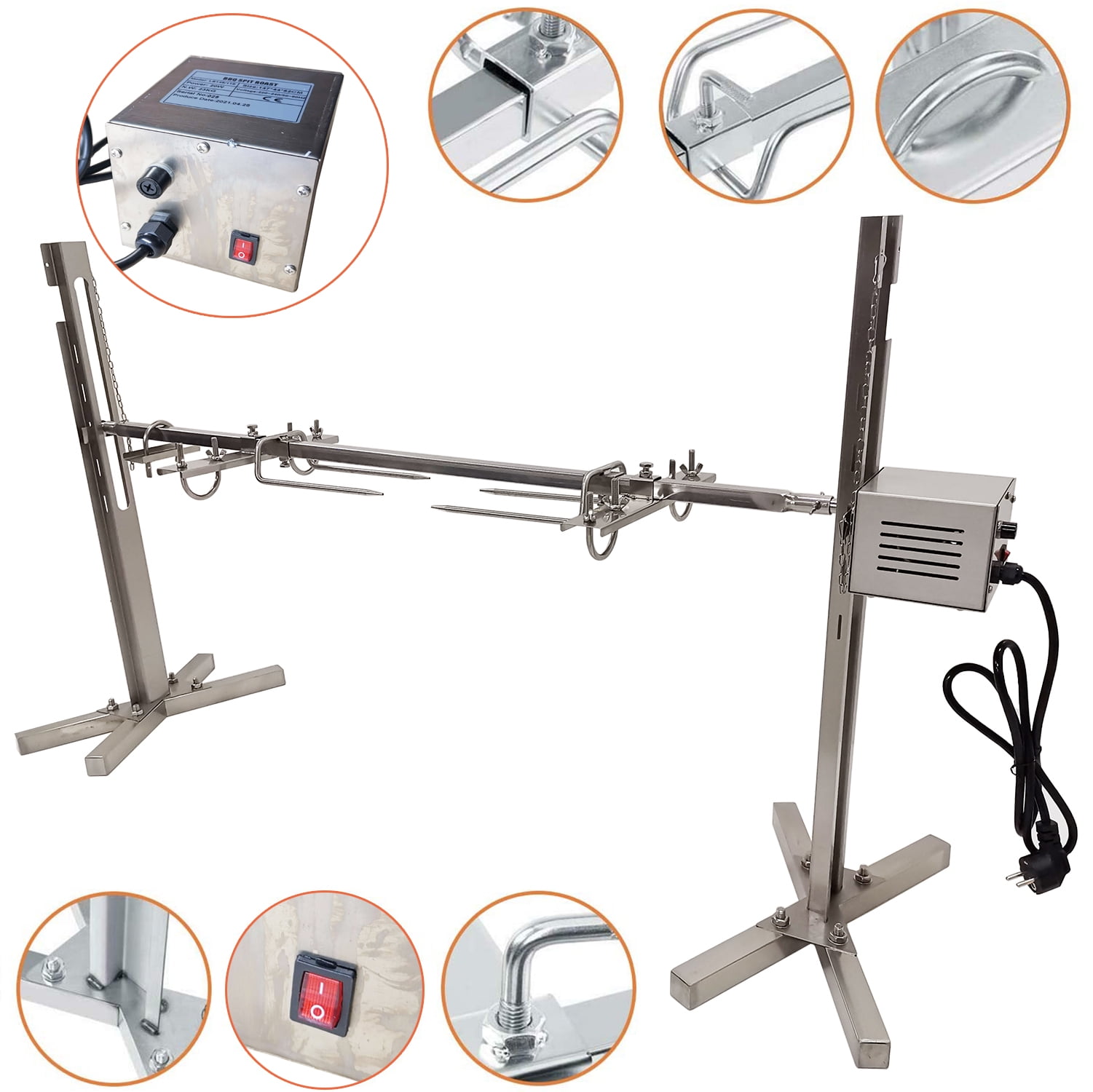 Imeshbean 53” Charcoal Rotisserie Grill, 90LB Load Capacity, 20W Motor