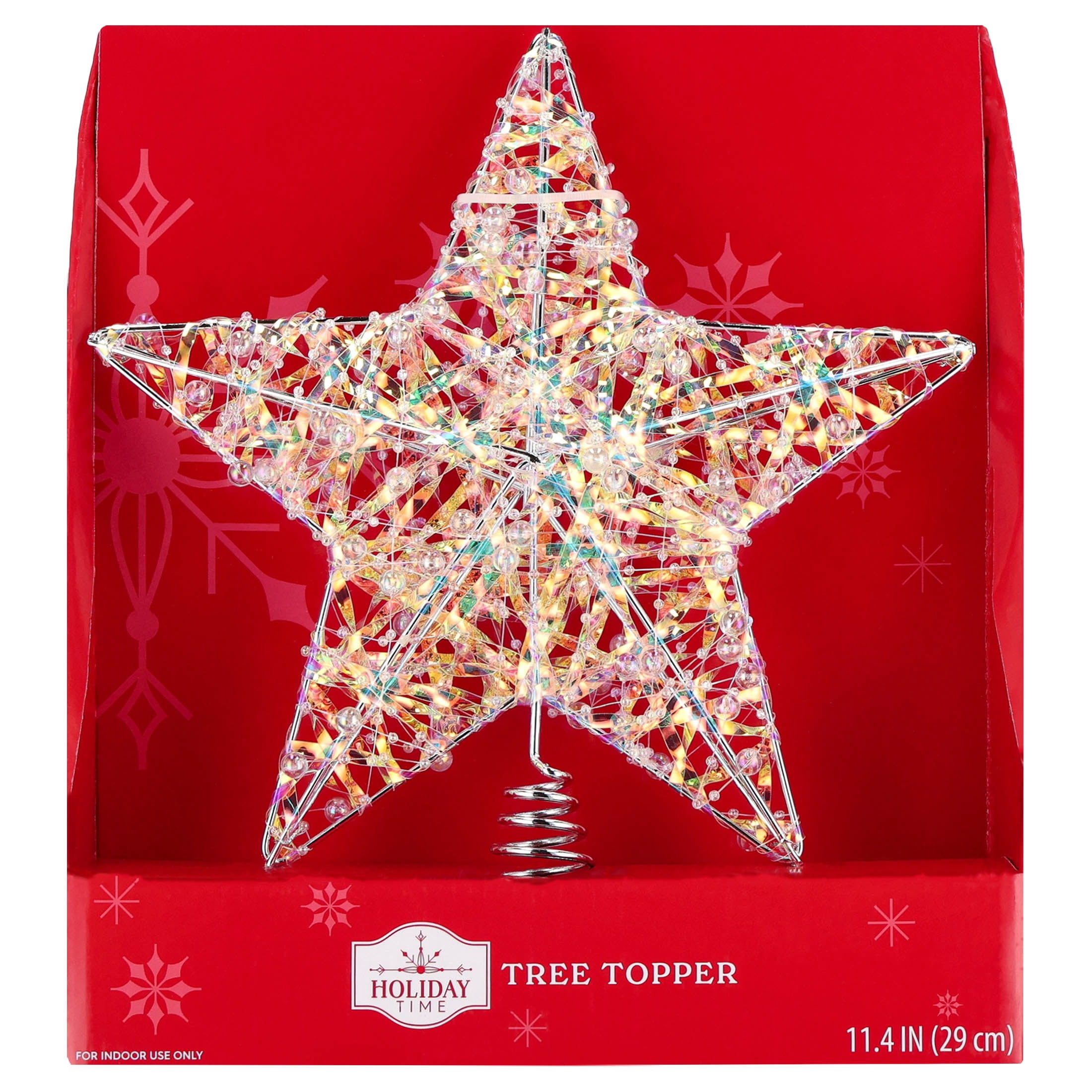 Beaded Star Christmas Tree Topper, Iridescent, 11.4", by Holiday Time