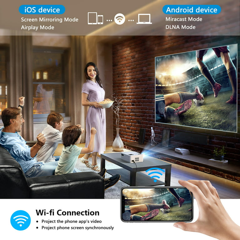 Proyector WiFi Bluetooth 5.0, proyector de vídeo de cine en casa 1080P  compatible con HDMI USB AV