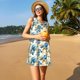 thumbnail image 3 of Balery Vintage Blue Flowers Vestidos de verano para mujer con estampado: vestido holgado sin mangas, vestido playero informal y cómodo para días calurosos., 3 of 7